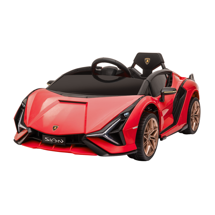 Lamborghini Sian elbil för barn snett framifrån i färgen röd