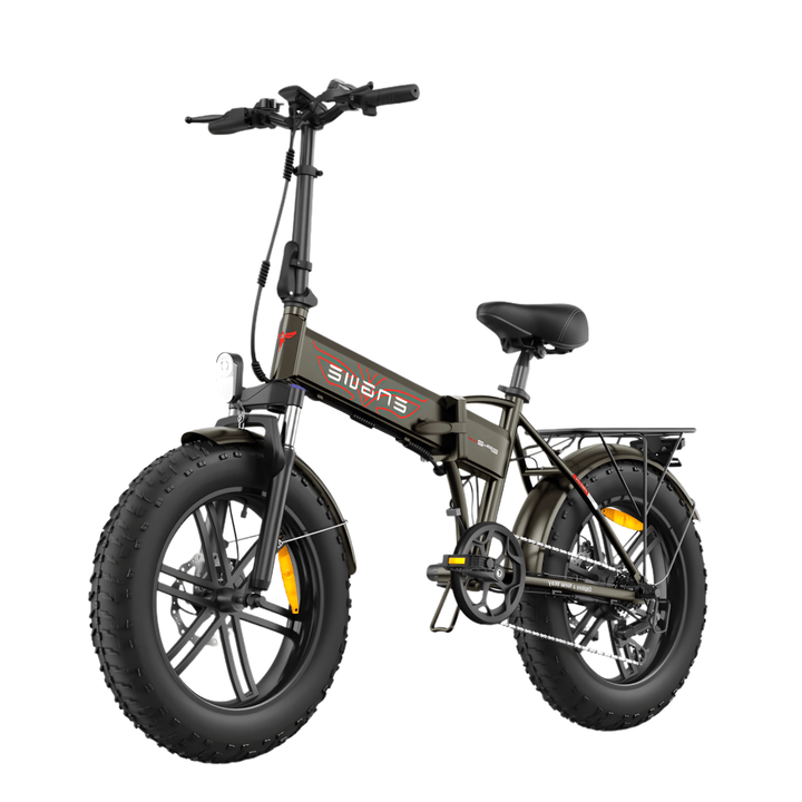 ENGWE EP-2 Boost hopfällbar fatbike-elcykel snett framifrån i färgen svart