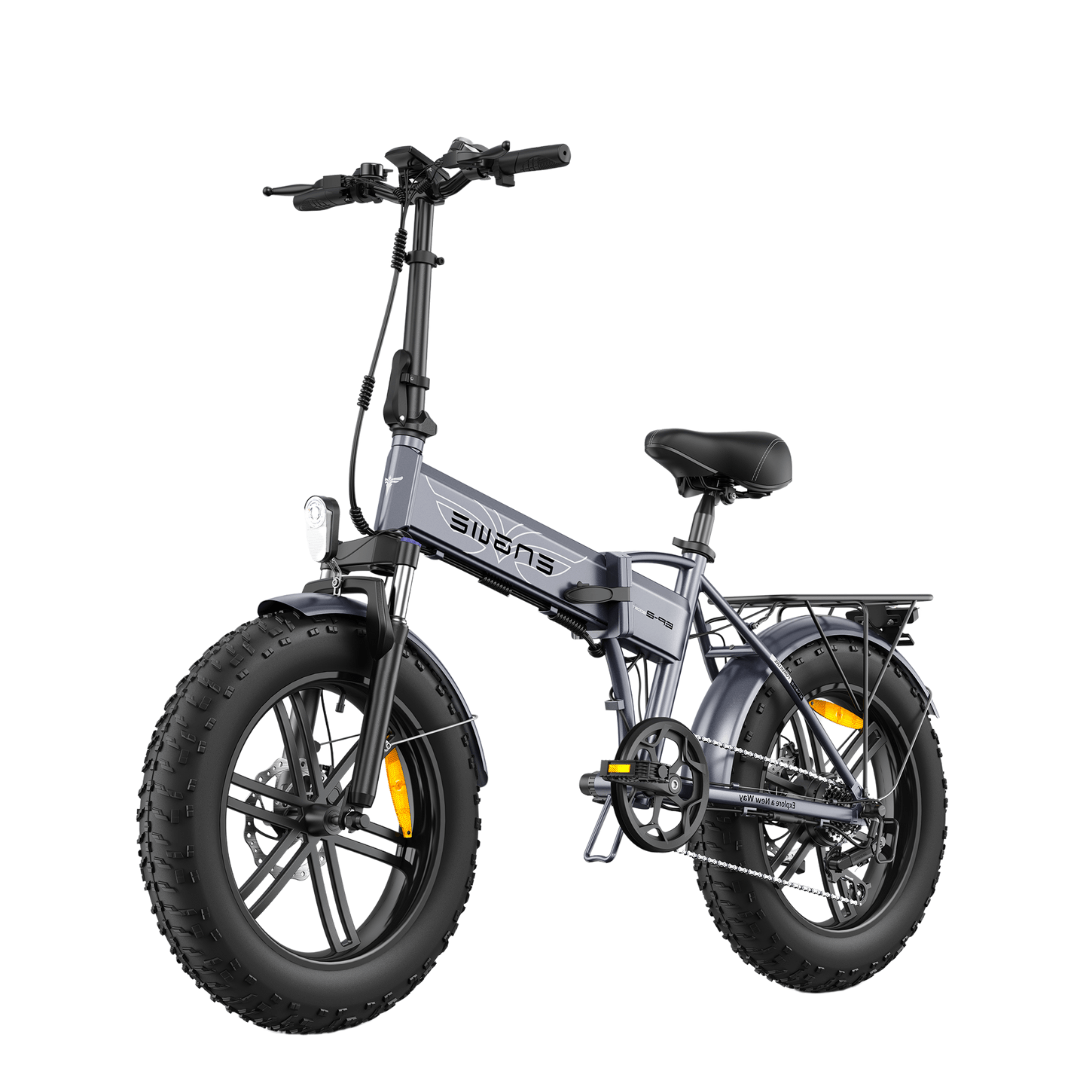 ENGWE EP-2 Boost hopfällbar fatbike-elcykel snett framifrån i färgen grå