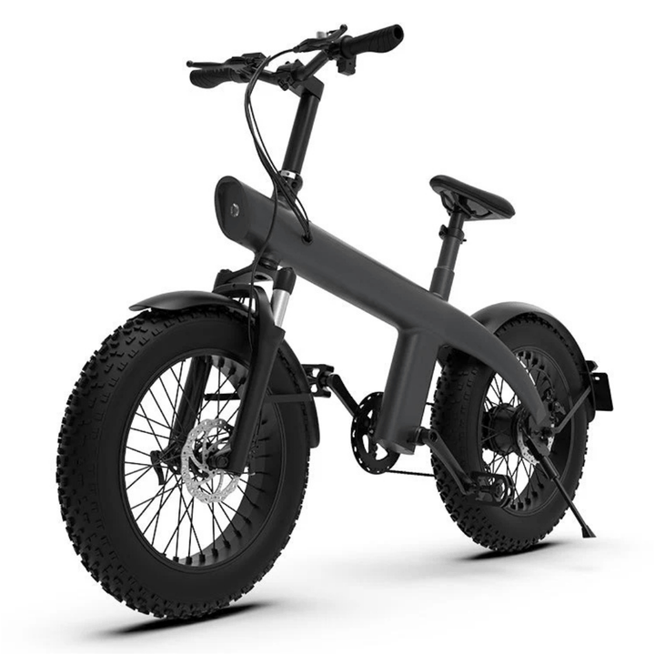 HX Q3 Plus fatbike-elcykel snett framifrån i färgen grå