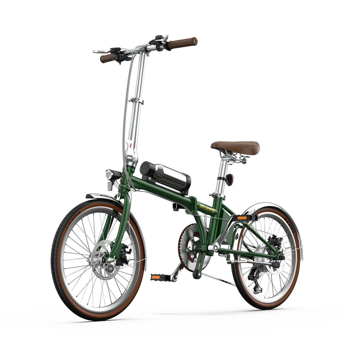 OneSport OT02 Pro hopfällbar elcykel snett framifrån i färgen grön