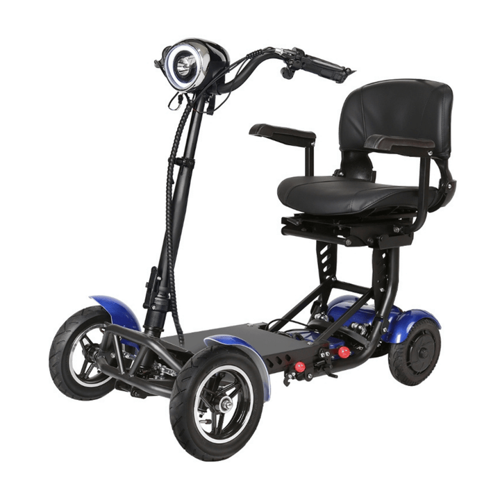 Wheely L3 permobil snett framifrån i färgen blå