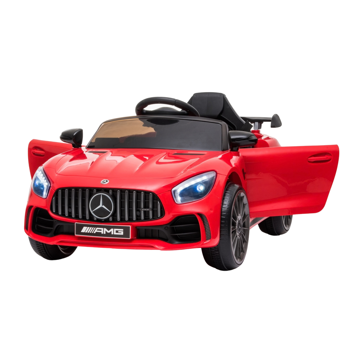 Mercedes AMG GT elbil för barn med öppna dörrar i färgen röd