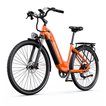 OneSport OT05 Max orange elcykel med lågt insteg, snett framifrån