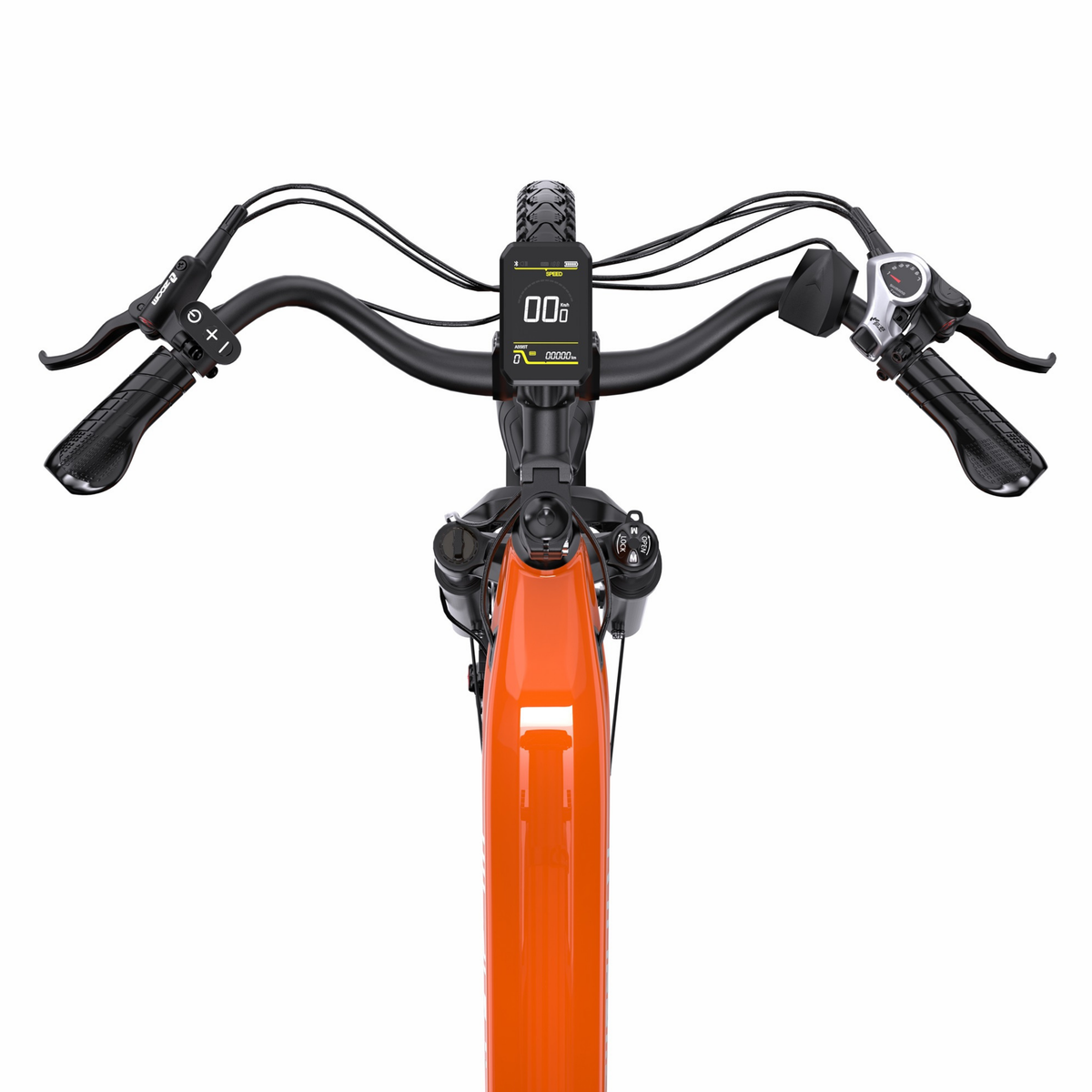 OneSport OT05 Max, styre med display och reglage sett uppifrån