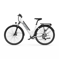 OneSport OT12 Pro, vit elcykel med lågt insteg, sedd rakt från sidan