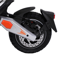Bakhjul på Wheely - J18 med skivbroms, stänkskärm och grå svingarm med orange detaljer