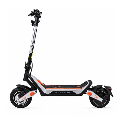 Wheely - J18 elscooter i sidoprofil med stång, fotbräda, framhjul och bakhjul