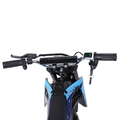 Wheely - Y3, styre sett bakifrån med bromsspak, handtag, display och tändningsnyckel