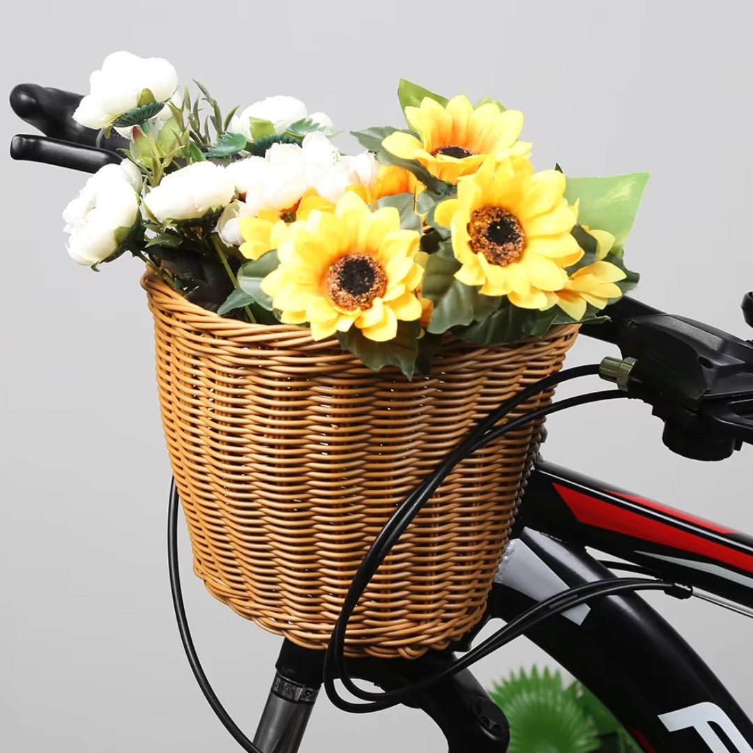 Cykelkorg Classic Edition med blommor på en cykel
