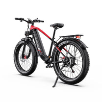 Duotts F26 Lite fatbike-elcykel snett framifrån i färgen röd