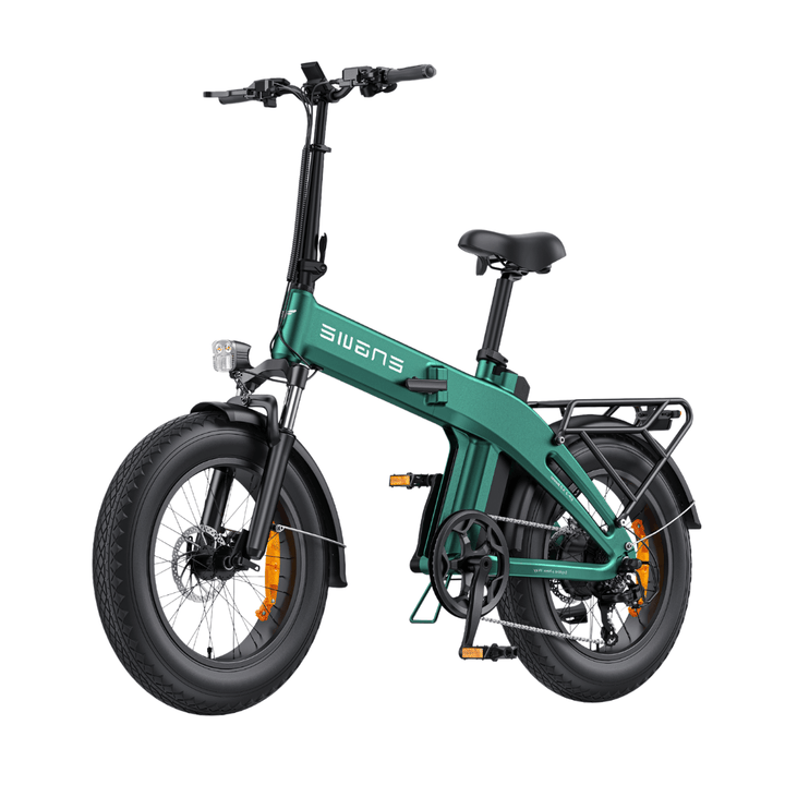 ENGWE EP-2 3.0 Boost hopfällbar fatbike-elcykel snett framifrån i färgen grön