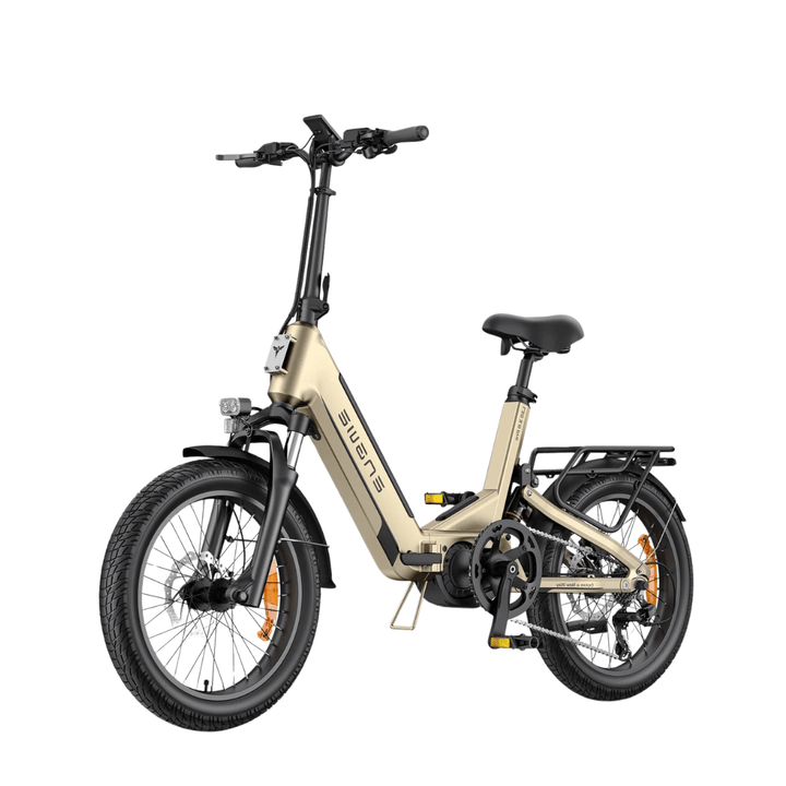 ENGWE L20 3.0 Pro hopfällbar elcykel snett framifrån i färgen beige