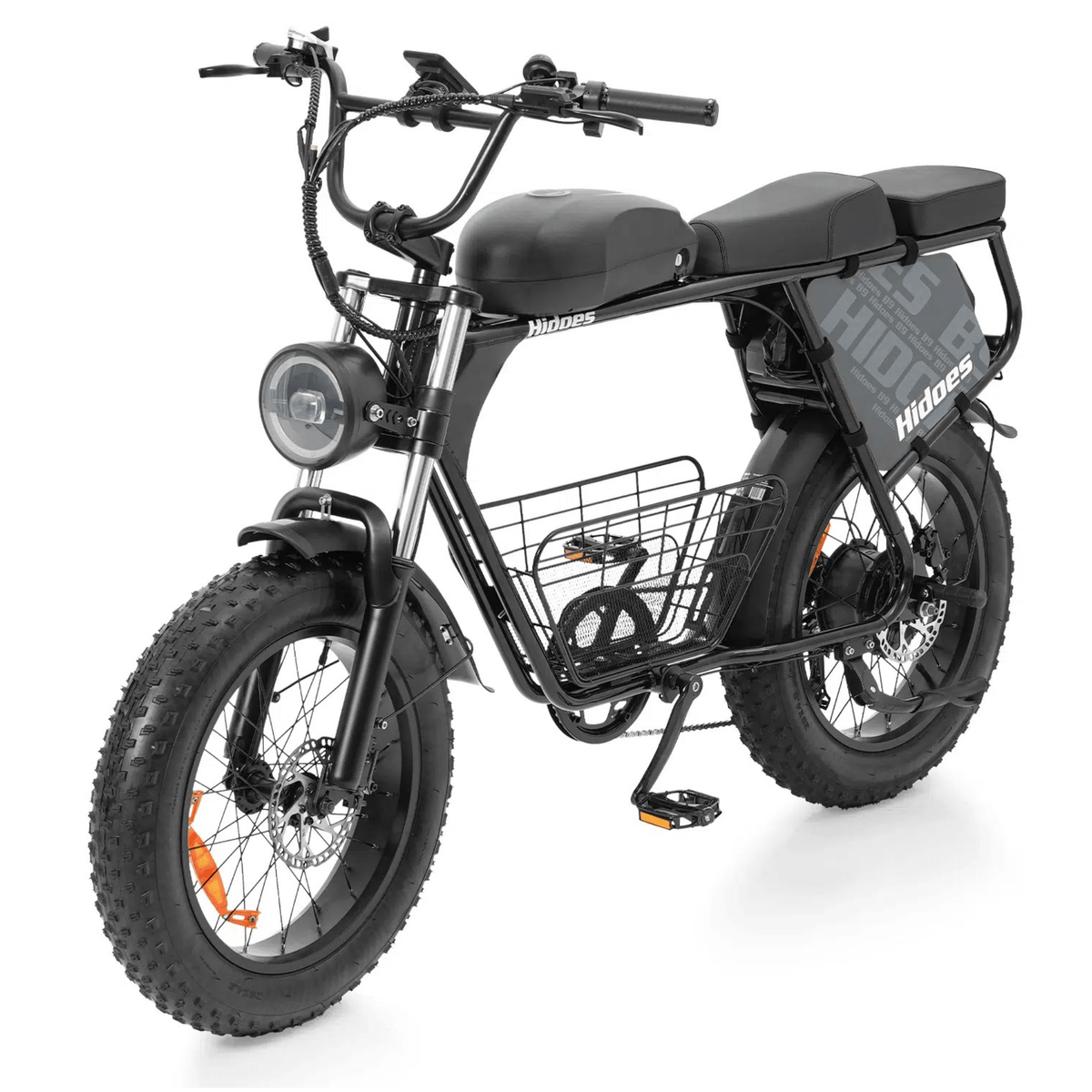 Hidoes B9 fatbike-elcykel snett framifrån i färgen svart