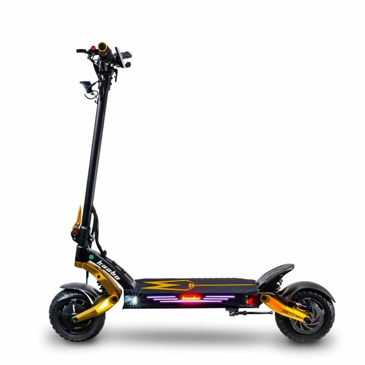 KAABO MANTIS KING GT elsparkcykel snett framifrån i färgen guld