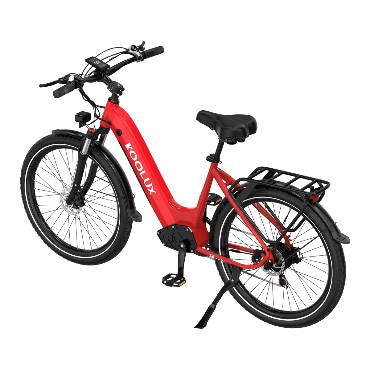 KOOLUX X2 elcykel snett bakifrån i färgen röd