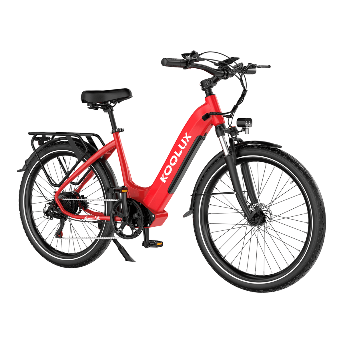 KOOLUX X2 elcykel snett bakifrån i färgen röd
