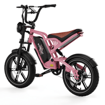 KOOLUX X9 Mini fatbike-elcykel snett framifrån i färgen rosa