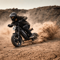 Förare kör KOOLUX X9 Mini fatbike-elcykel i terräng