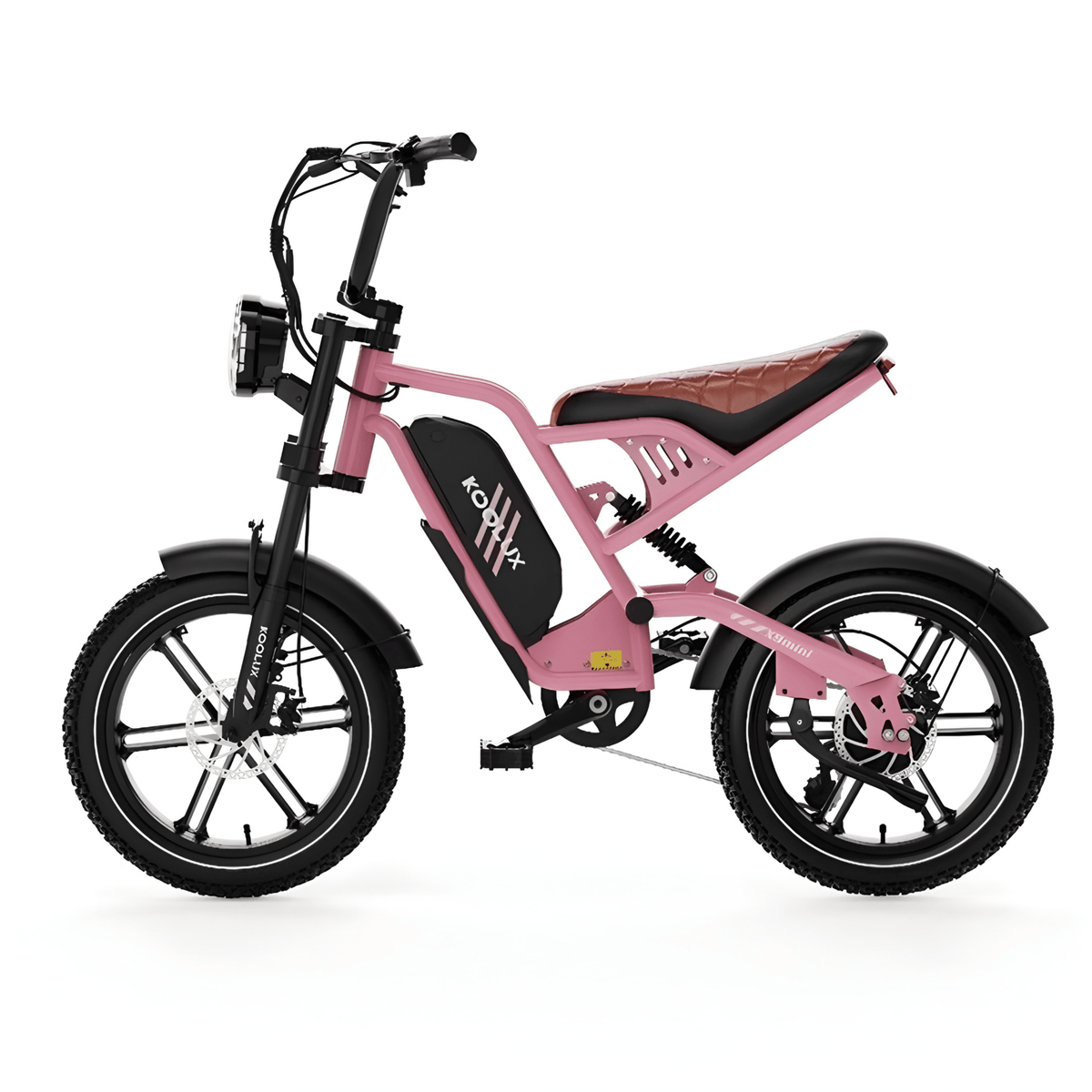 KOOLUX X9 Mini fatbike-elcykel sedd från sidan i färgen rosa