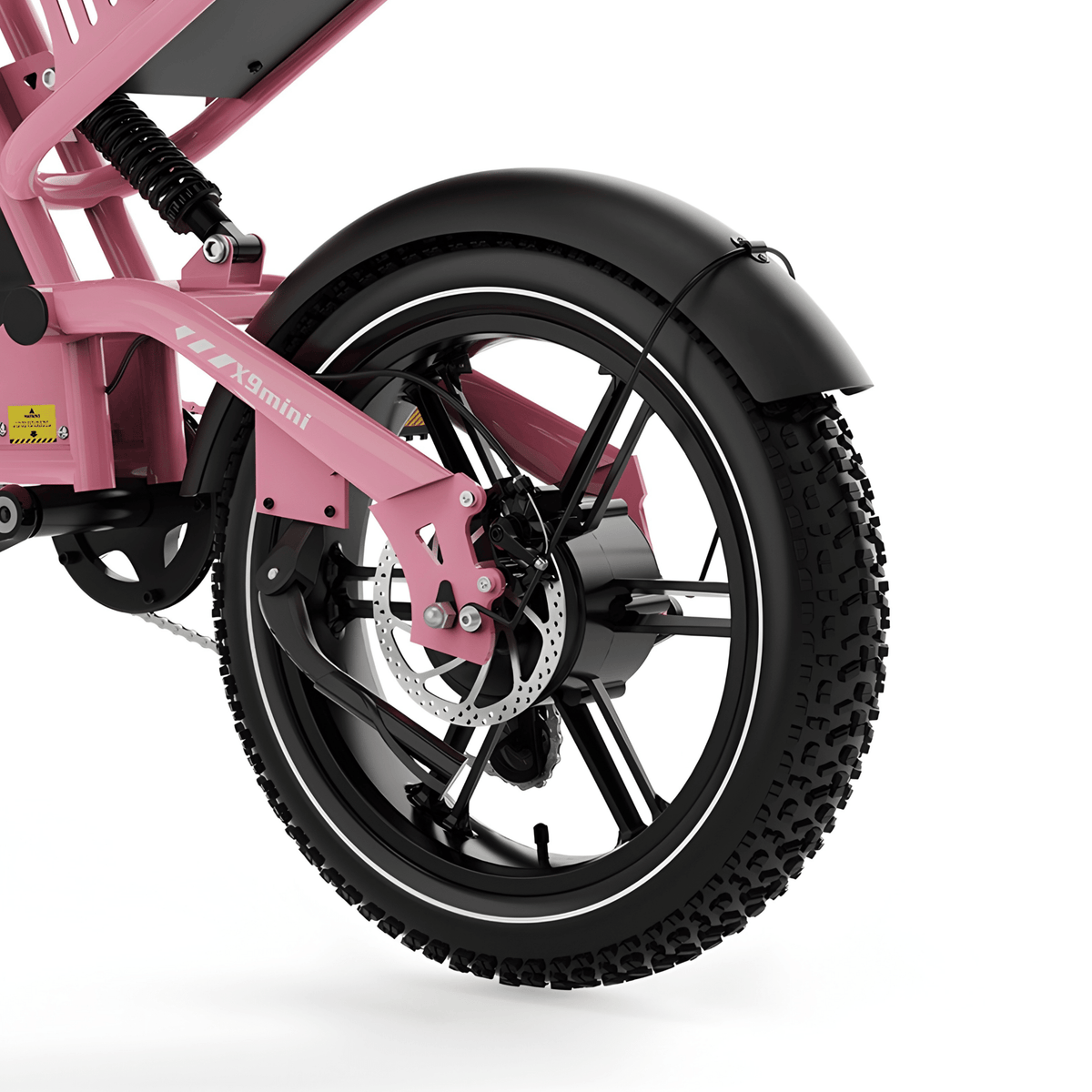 Bakhjulet på KOOLUX X9 Mini i färgen rosa