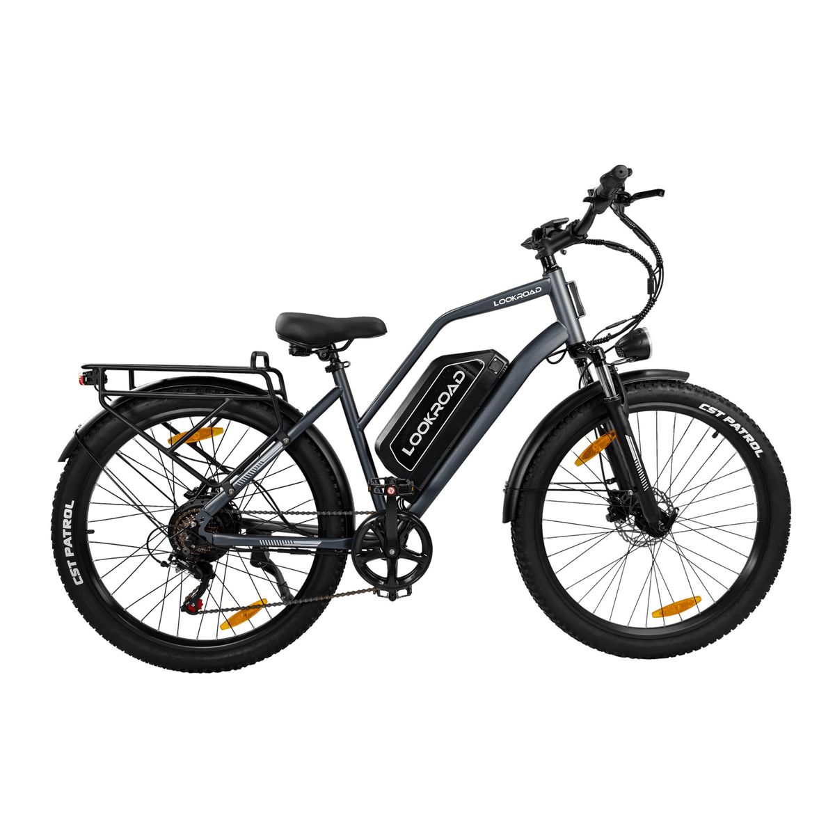 LOOKROAD L28 Max fatbike-elcykel sedd från sidan i färgen grå