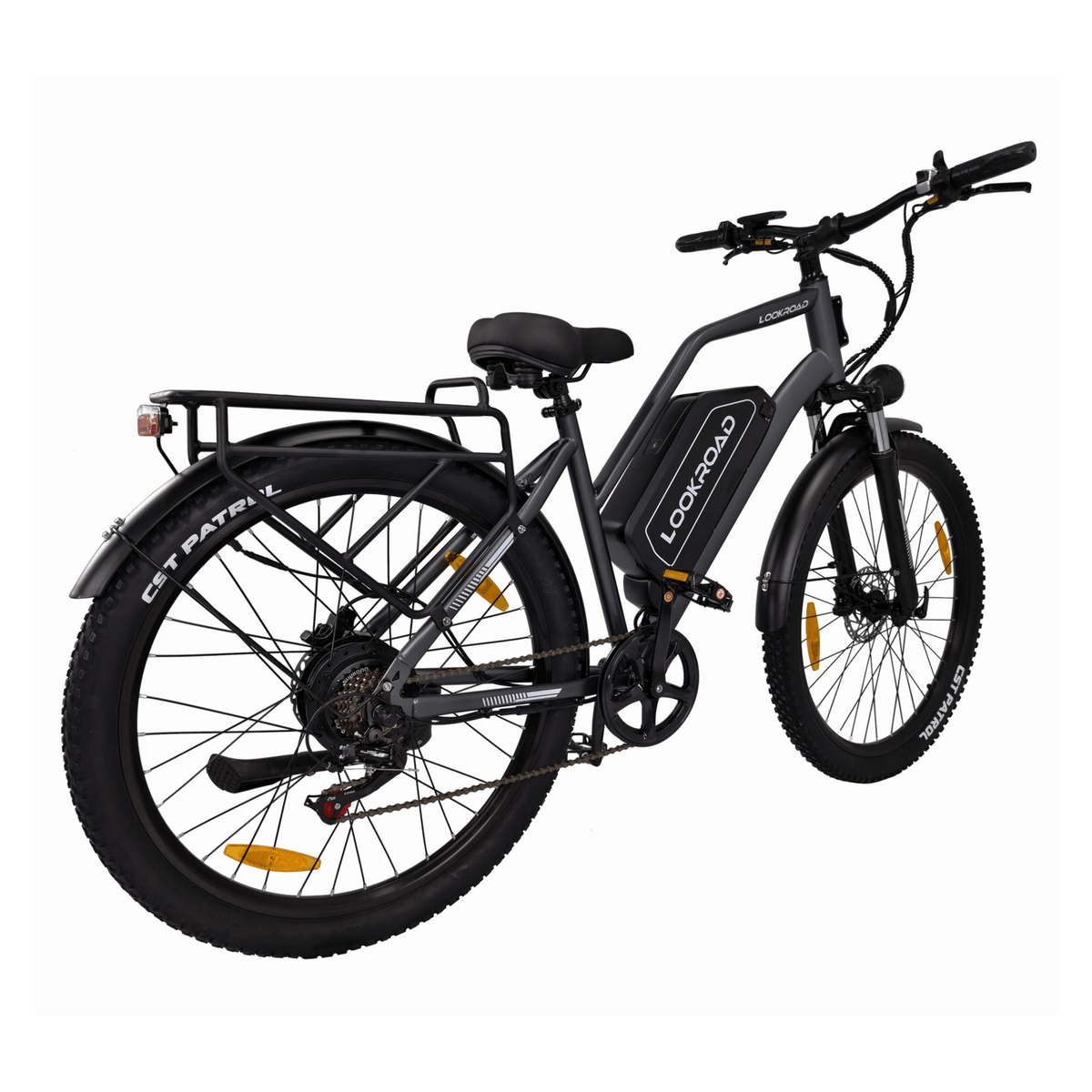 LOOKROAD L28 Max fatbike-elcykel snett framifrån i färgen grå