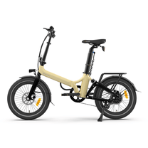 Onemile E2 hopfällbar elcykel sedd från sidan i färgen beige