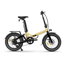 Onemile E2 hopfällbar elcykel sedd från sidan i färgen beige