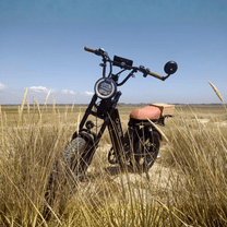 Onemile M40 PRO fatbike-elcykel snett framifrån på en gräsplan