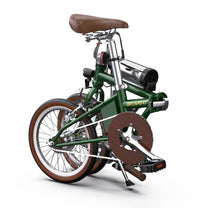 OneSport OT02 hopfällbar elcykel hopfälld snett framifrån i färgen grön