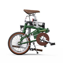 OneSport OT02 hopfällbar elcykel hopfälld från sidan i färgen grön