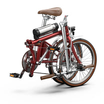 OneSport OT02 Pro hopfällbar elcykel hopfälld snett framifrån i färgen röd