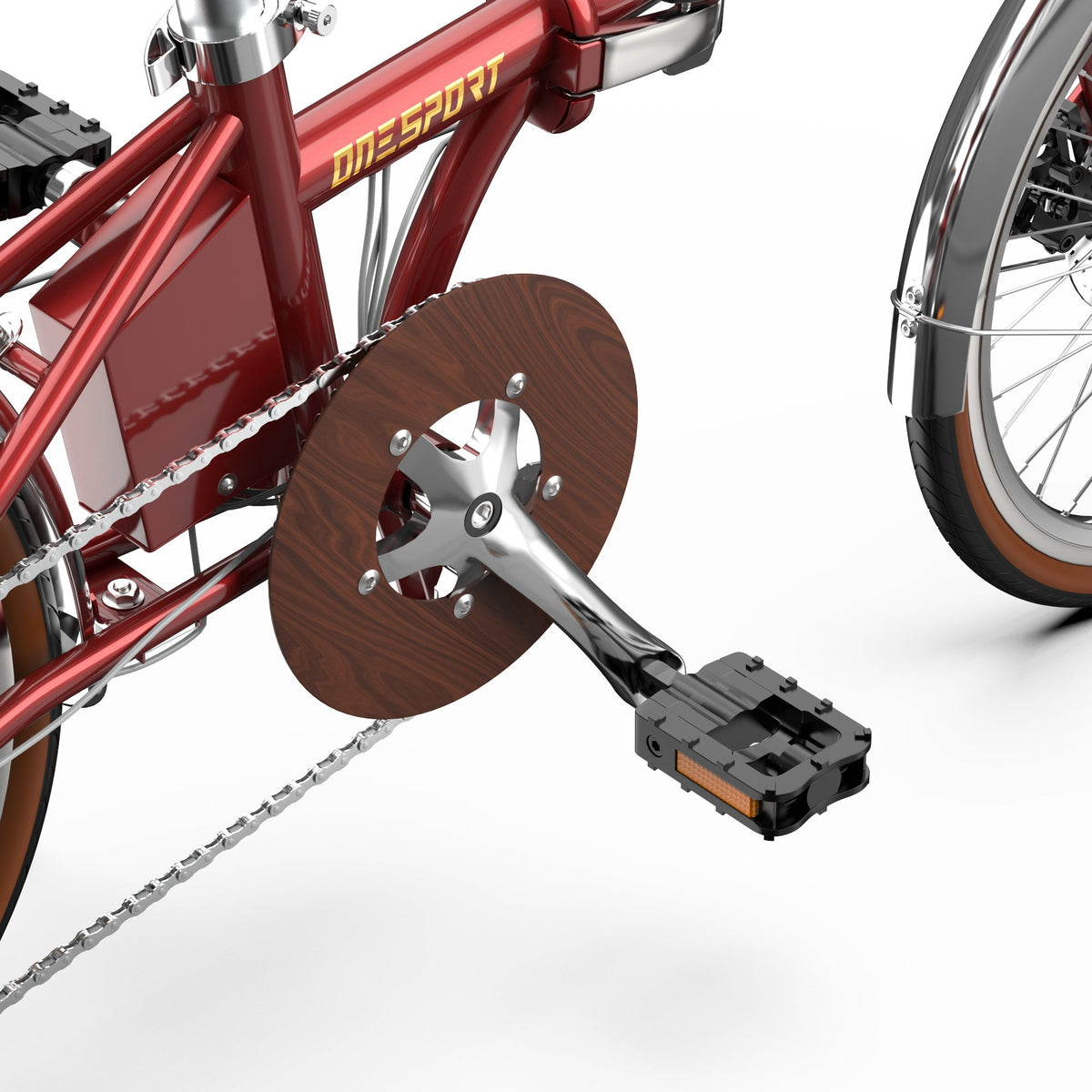 Vevparti och pedaler på OneSport OT02 Pro i färgen röd