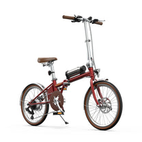 OneSport OT02 Pro hopfällbar elcykel snett framifrån från motsatt sida i färgen röd