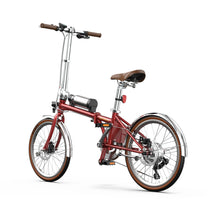 OneSport OT02 Pro hopfällbar elcykel snett bakifrån i färgen röd