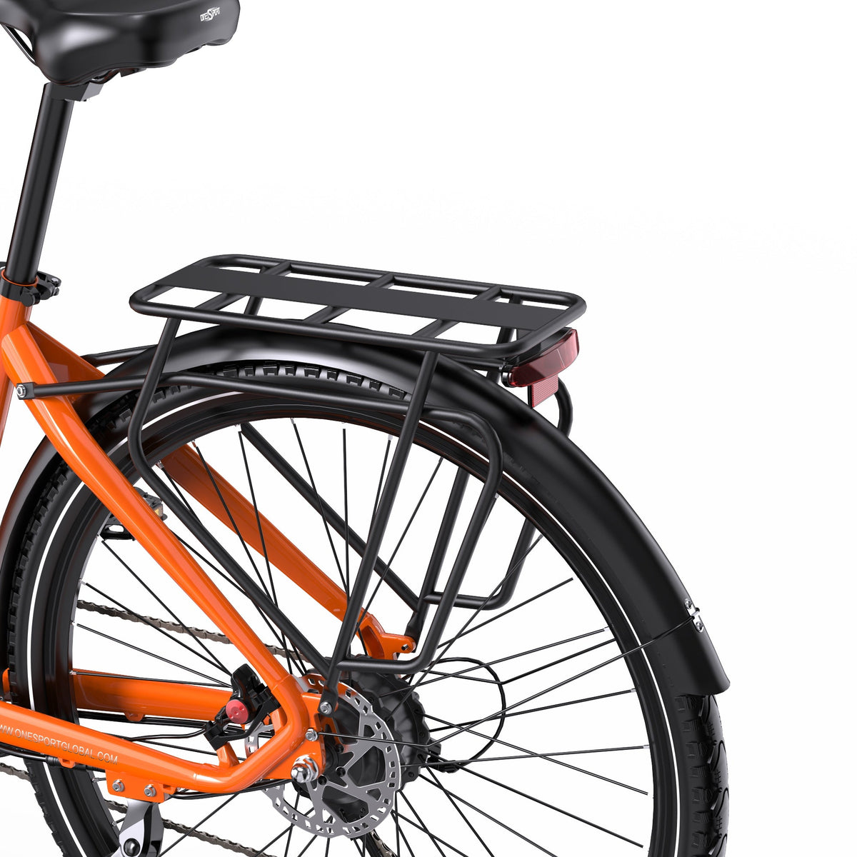Pakethållaren på OneSport OT05 Pro från sidan i färgen orange