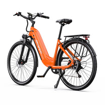 OneSport OT05 Pro elcykel rakt bakifrån i färgen orange