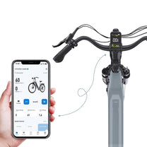 Mobilappen som styr OneSport OT05 Pro elcykel i färgen ljusblå