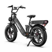 OneSport OT08 Pro fatbike-elcykel snett framifrån i färgen grå på stödbenet