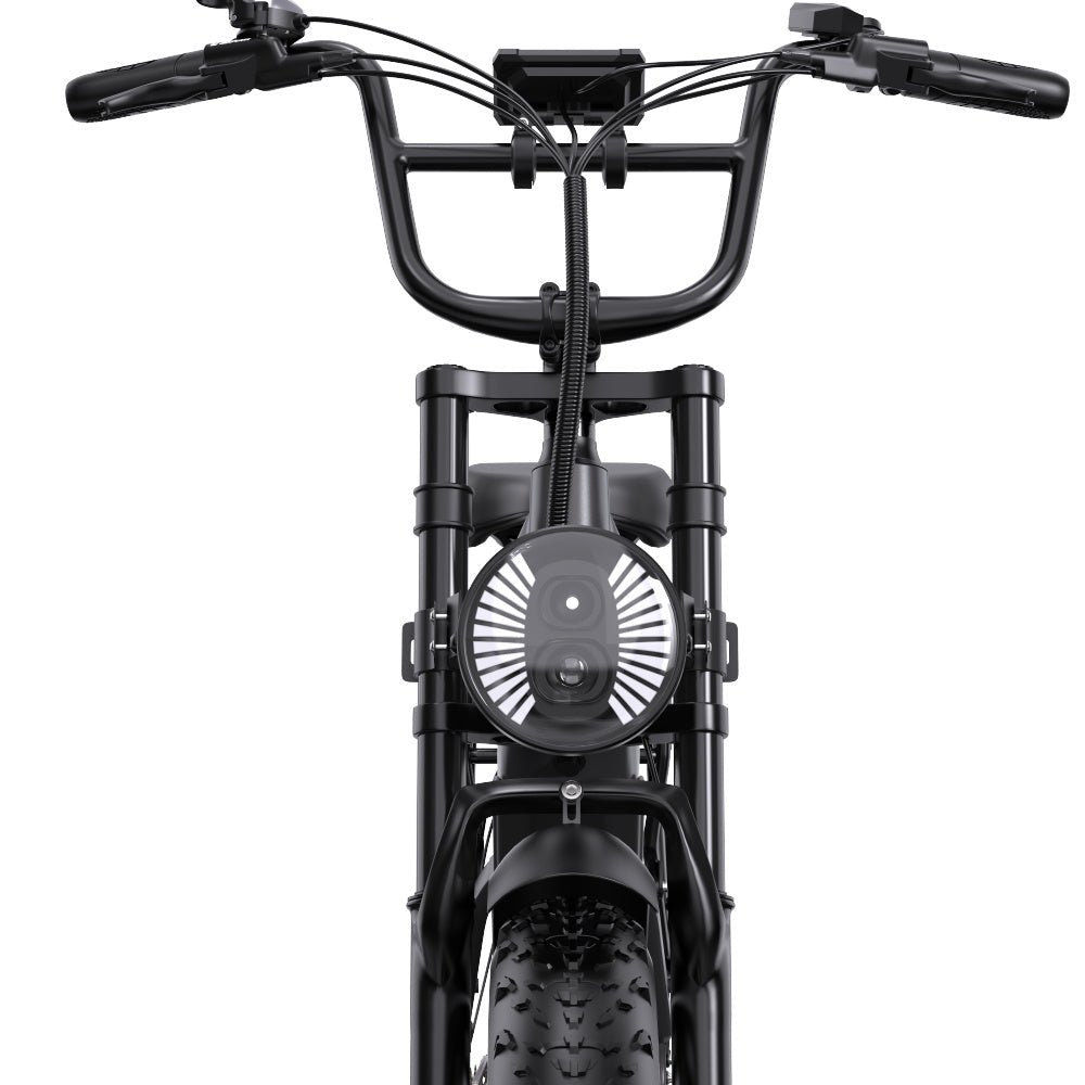 OneSport OT08 Pro fatbike-elcykel rakt framifrån i färgen grå