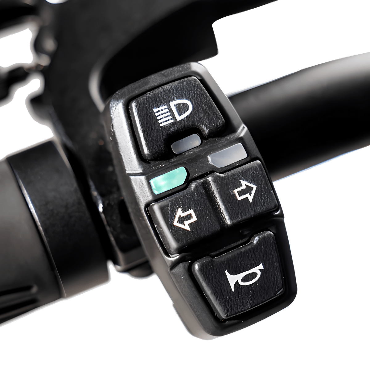 Handtag och reglage på styret till Ridingtimes GT54 i närbild