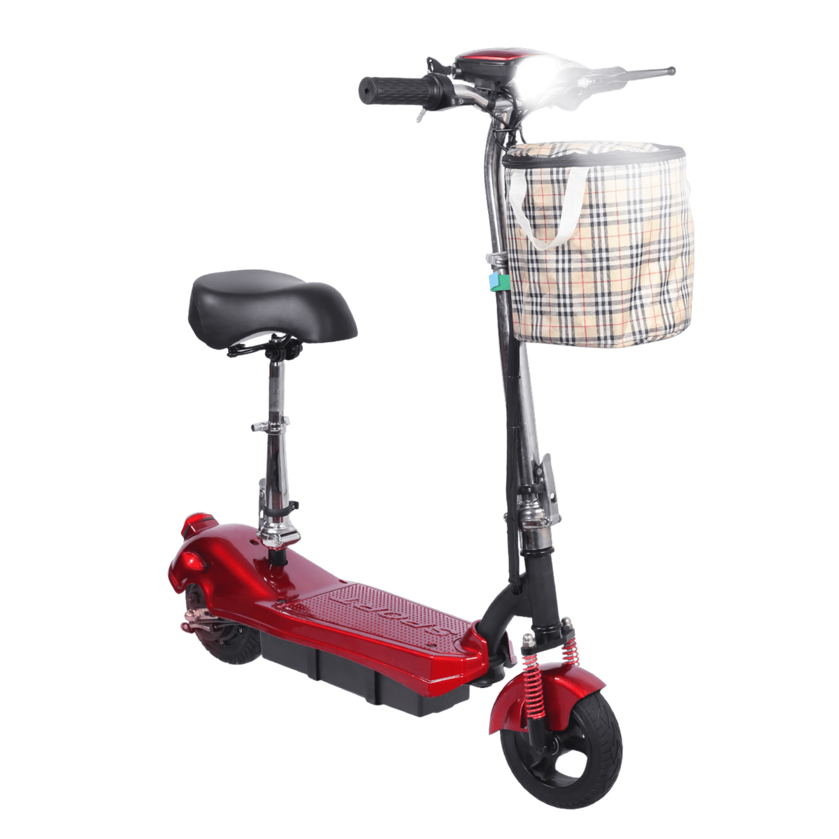 SEEDREAM M5 elsparkcykel sedd från andra sidan i färgen röd