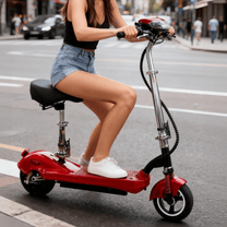 Kvinna som kör SEEDREAM M5 elsparkcykel
