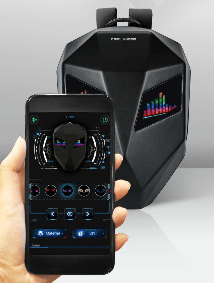 Mobilapp som styr LED-skärmen på ryggsäck Premium Edition