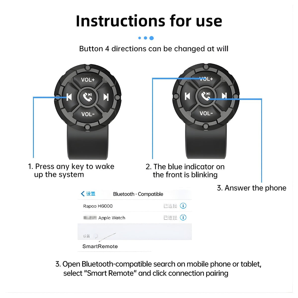 Smart trådlös fjärrkontroll Bluetooth - mediakontroll - Tillbehör - Wheelyshop