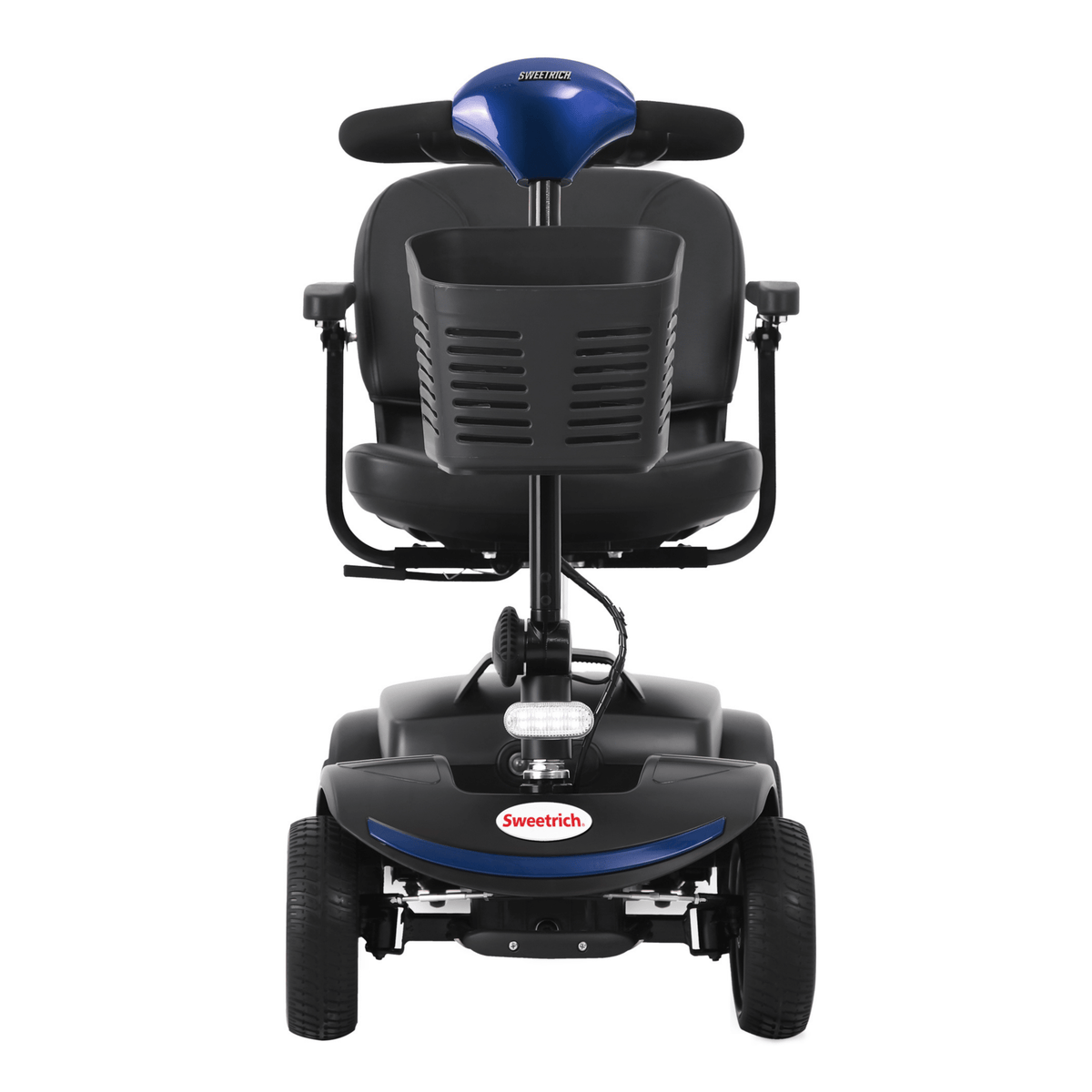 Sweetrich S1 Sport permobil rakt framifrån i färgen blå