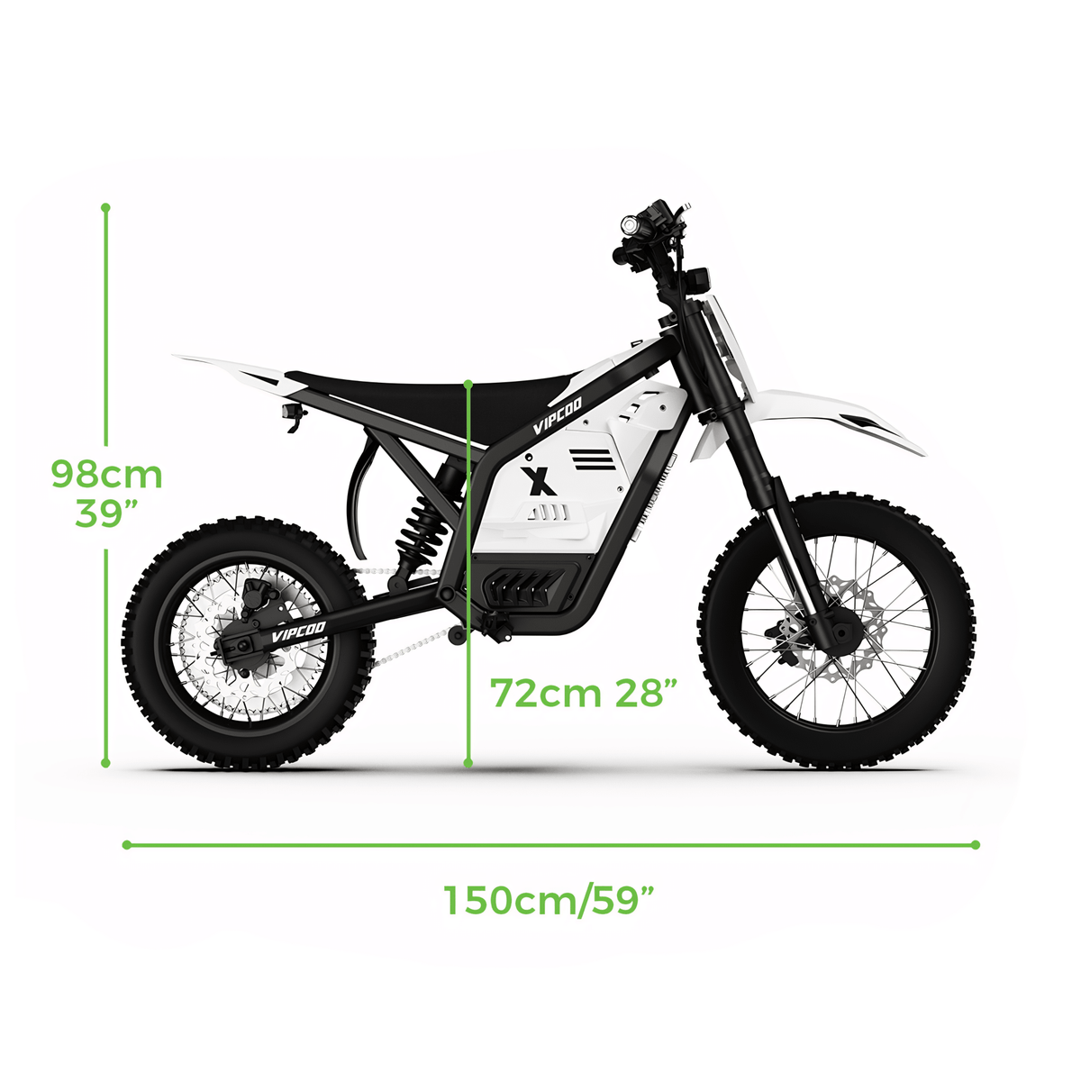 Måttskiss över Vipcoo H2 el-cross