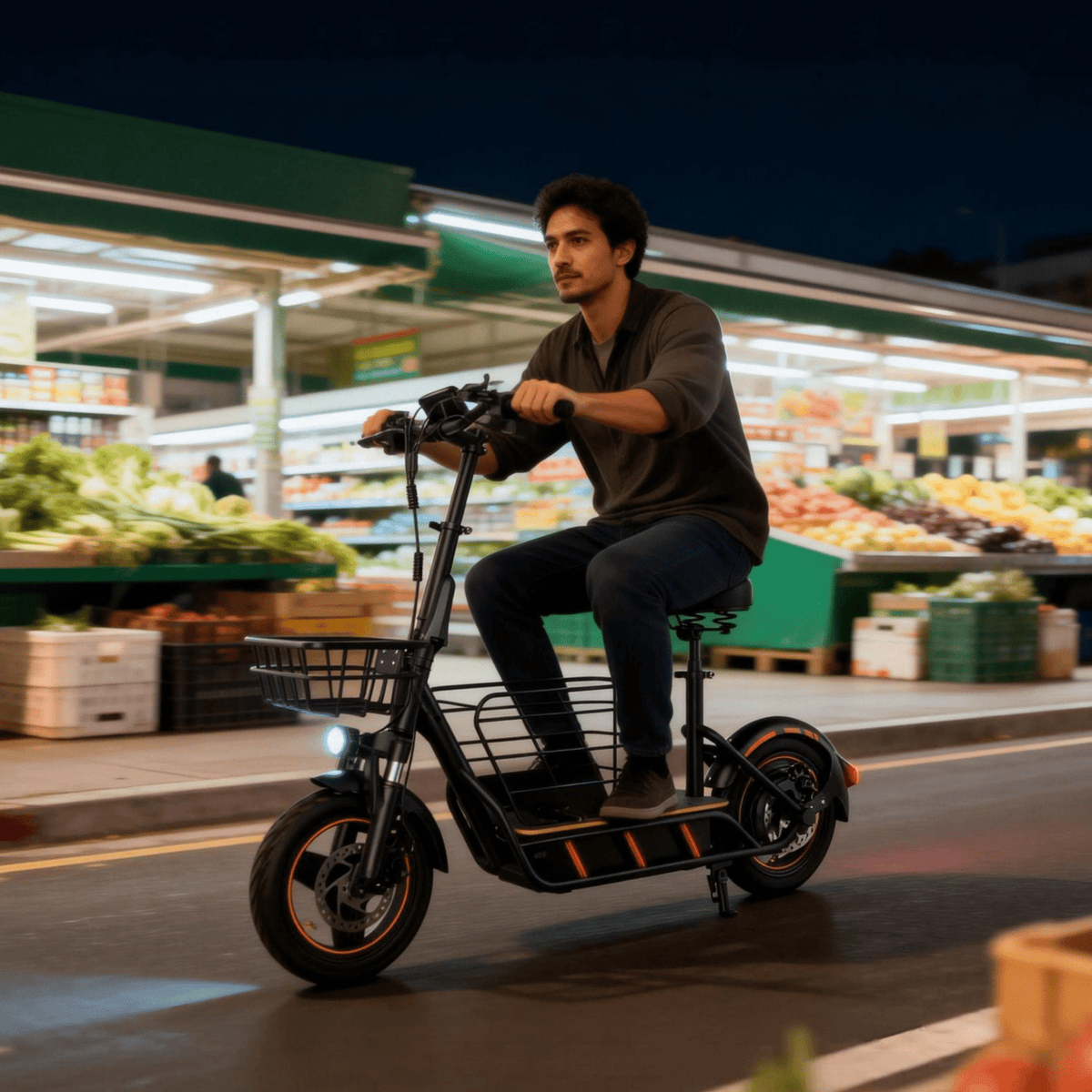 Man som kör Wheely H14 elsparkcykel