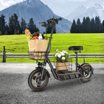 Wheely H14 elsparkcykel snett framifrån på en gräsplan